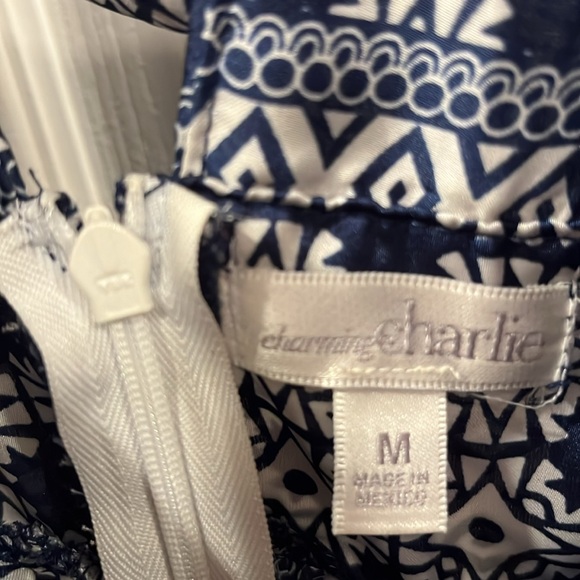 Maxi Dress, silky and flowy feel! Navy Blue & White! - Picture 4 of 5